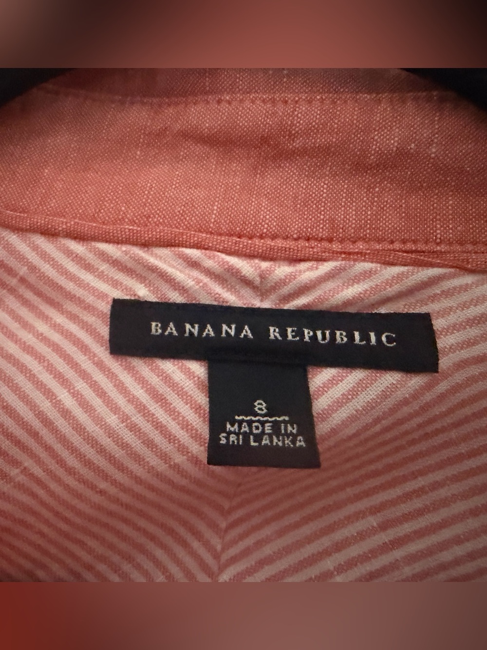 Banana Republic Size 8 Fresh Apricot Linen Cotton Button Down Shirt - Picture 2 of 6